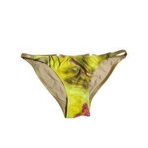 RITCHIE‎ Swimwear Rare Y2K Vtg. Swim Bikini Bottom Liquid Gold Floral Print SM